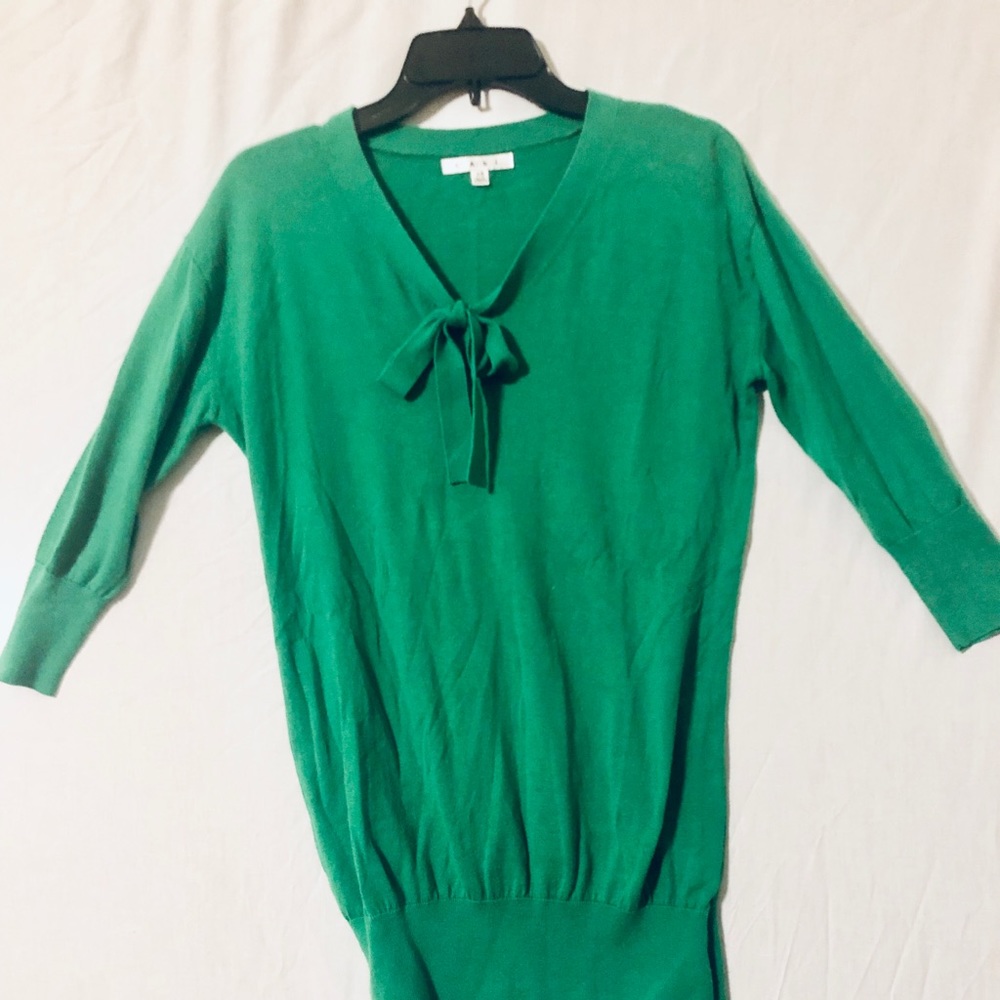 CAbi Green Soft Feminine Tie Sweater